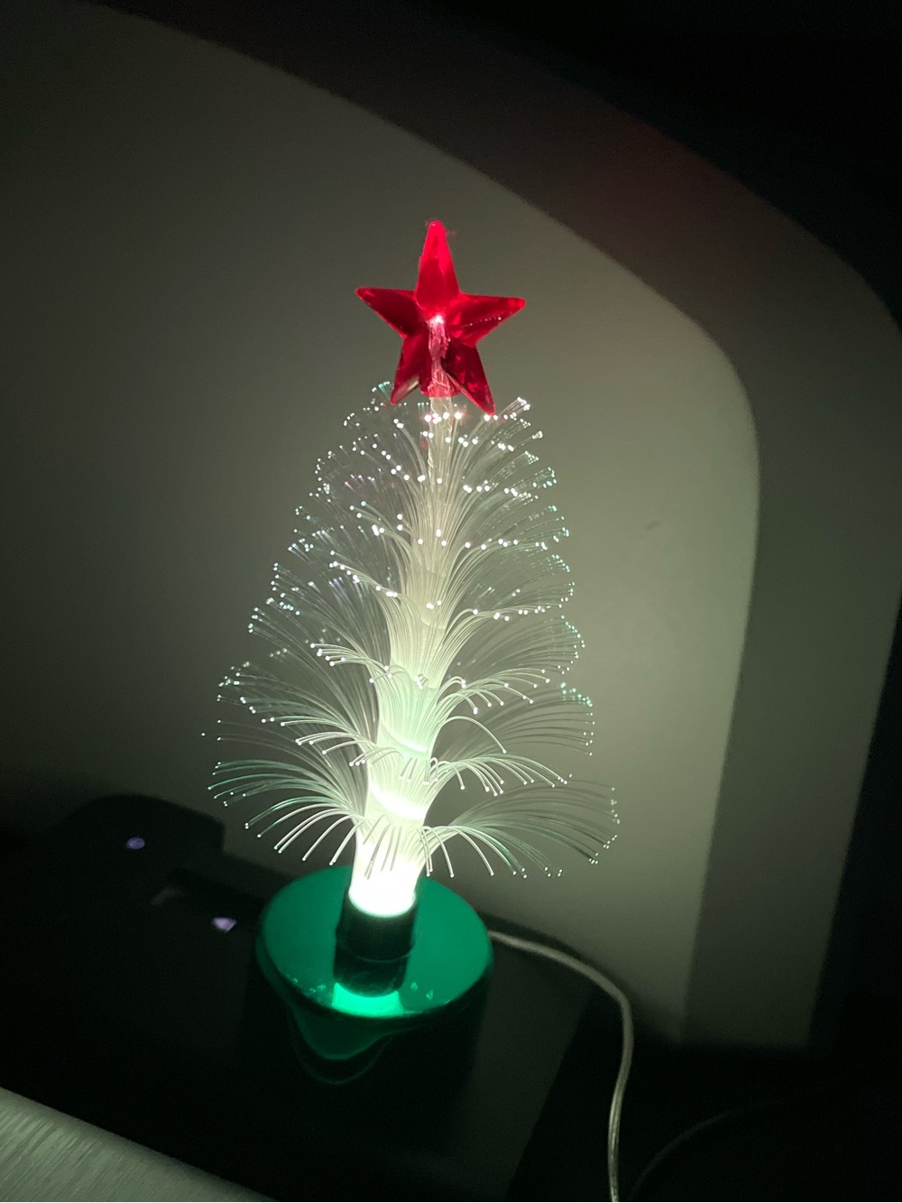 Mini LED Fiber Optic Christmas Tree Light USB Color Changing Xmas Decor